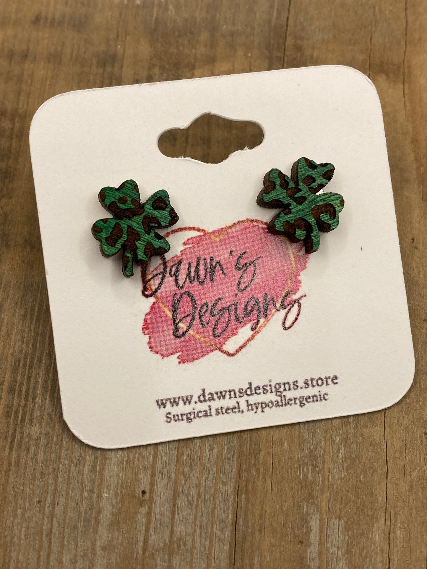 Leopard Shamrock Stud