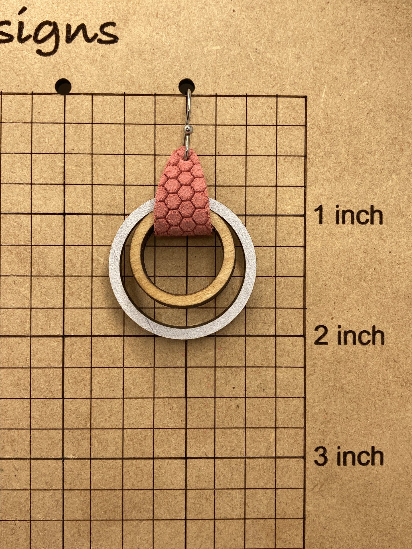 Pink White and Stain Nesting Dangle