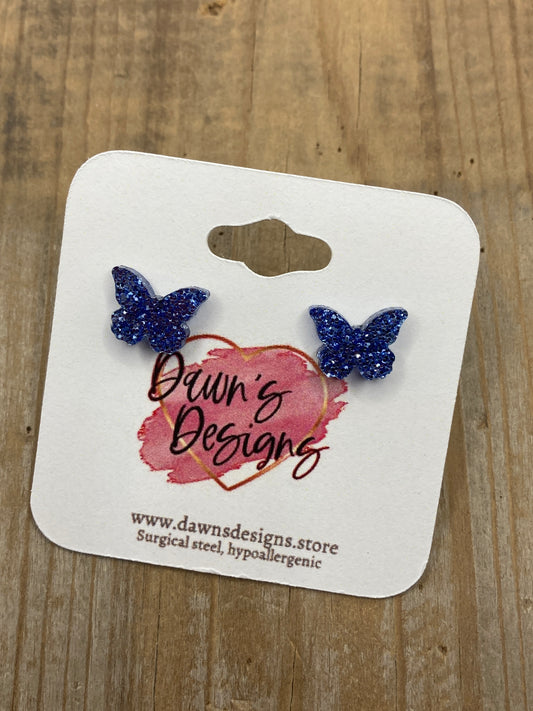 Glitter Butterfly Stud