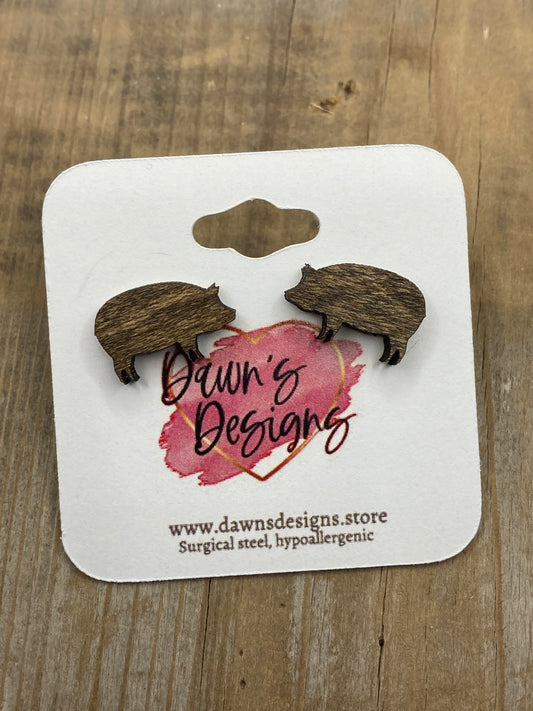 Pig Silhouette Stud