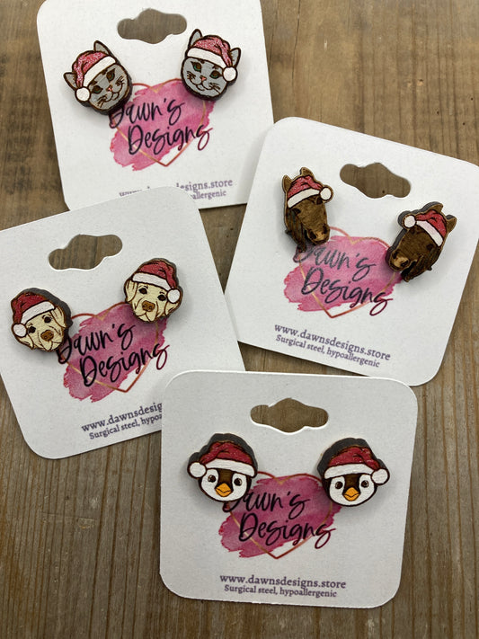 Animal with Santa Hat Stud