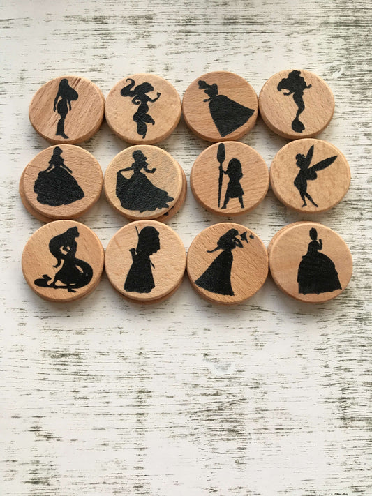 Princess memory game matching Montessori for kids and adults fan game disc sets Jasmine Cinderella Pocahontas Ariel mermaid Belle Aurora Moana Tinkerbell Fairy Rapunzel Merideth Tiana