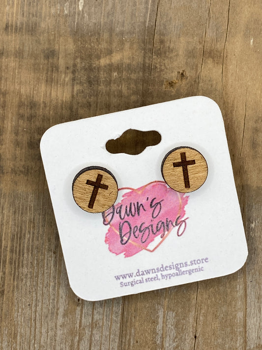 Engraved Cross Stud