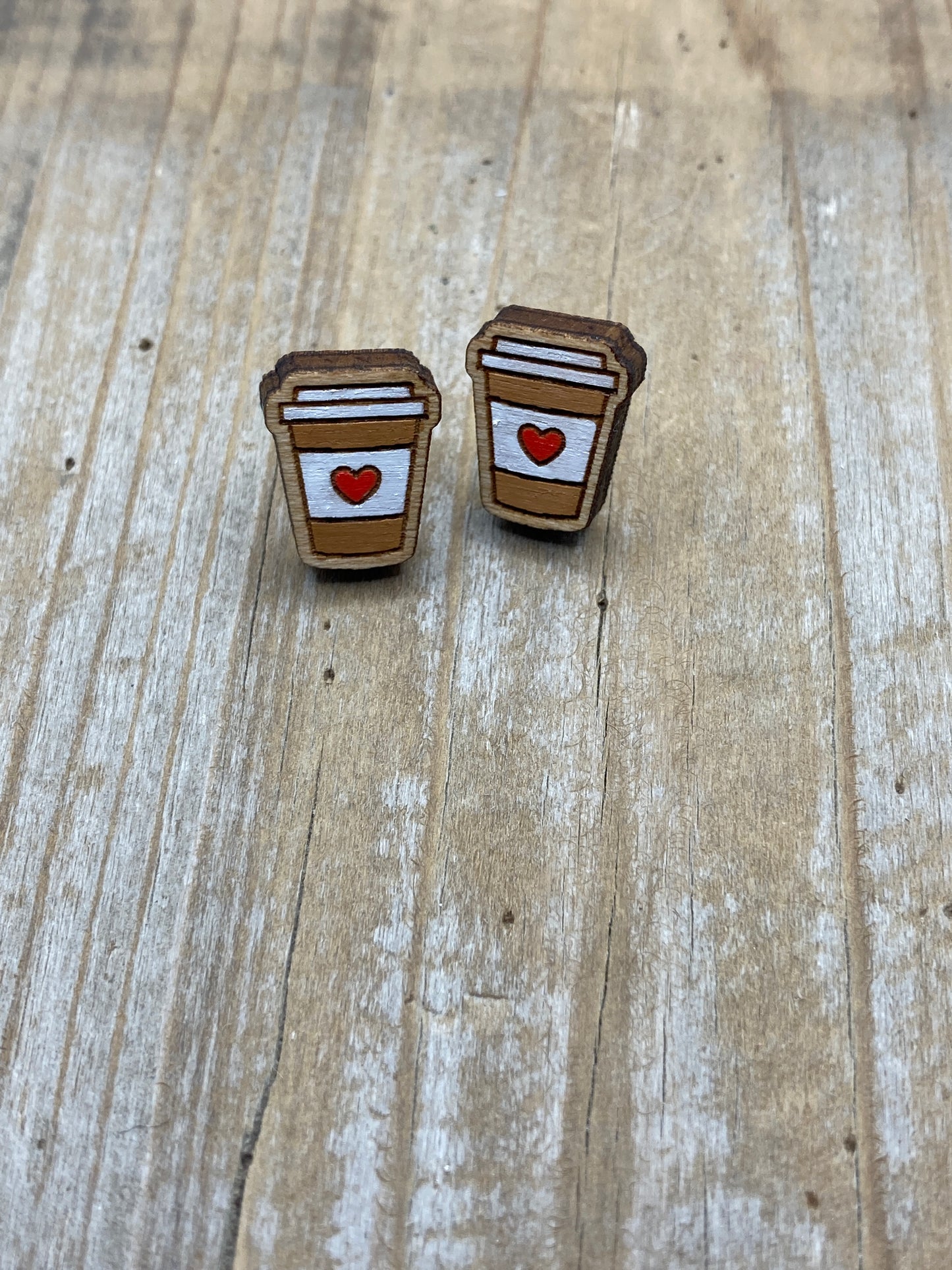 Heart Coffee Cup Stud