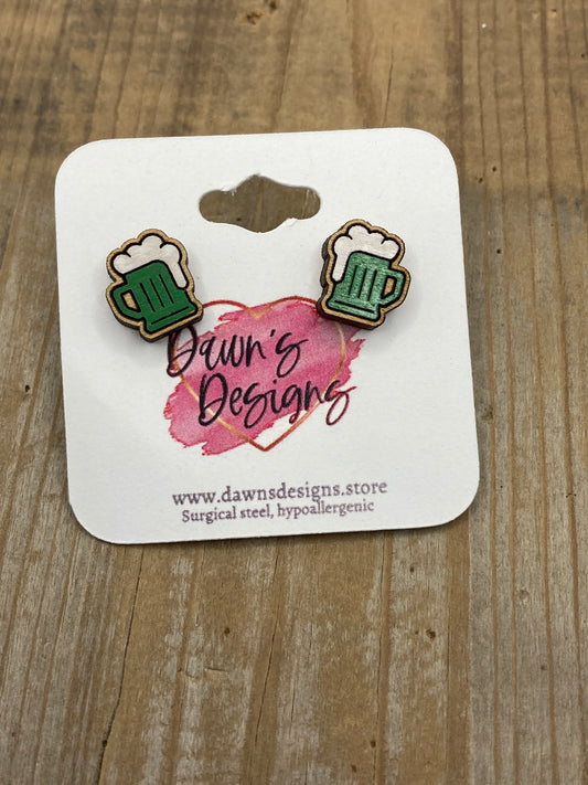 Green Beer Mug Stud