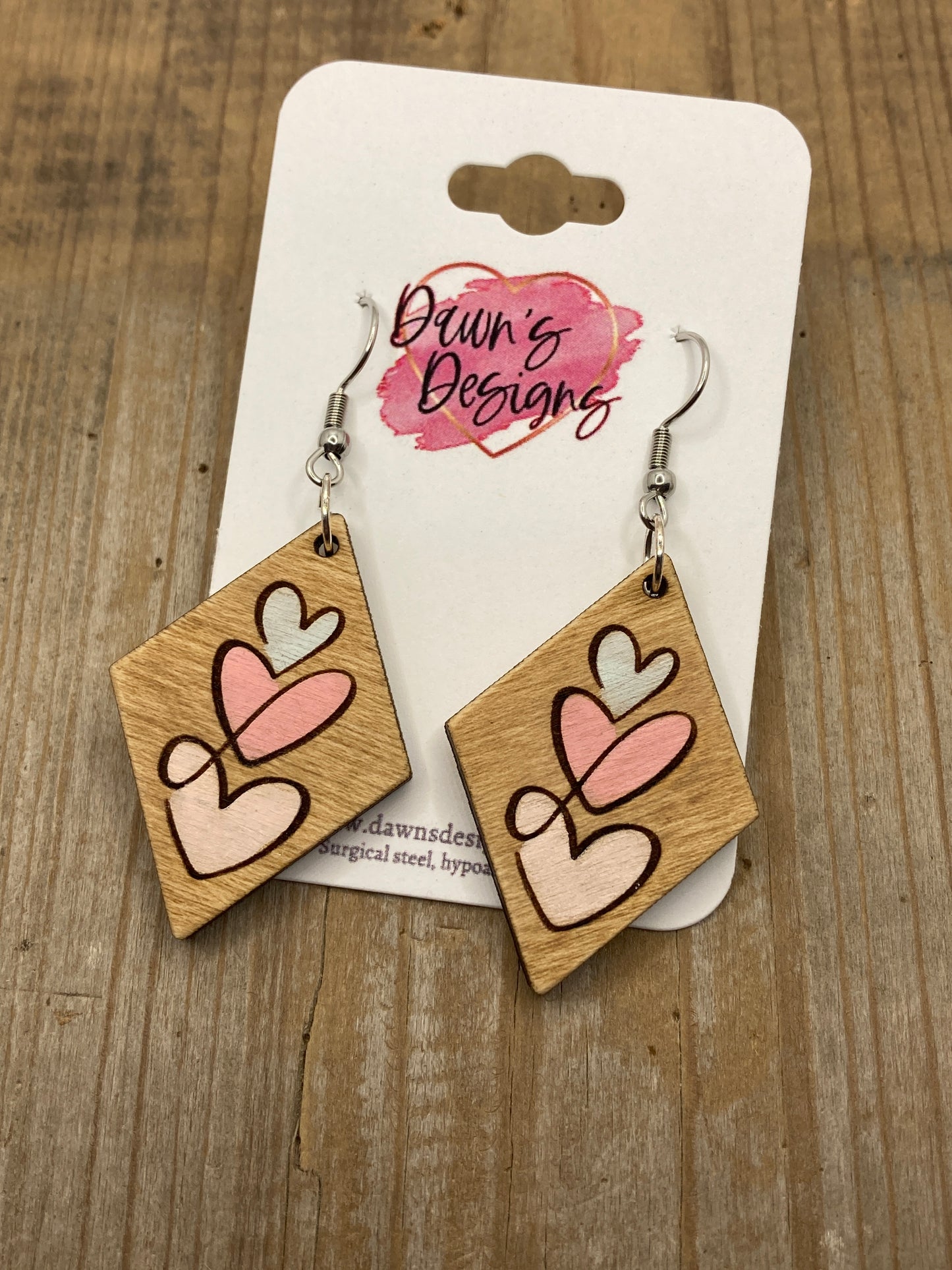 Diamond Stack Hearts Dangle