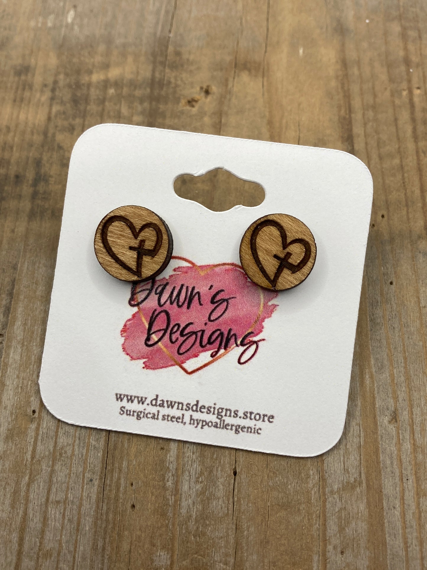 Heart and Cross Stud