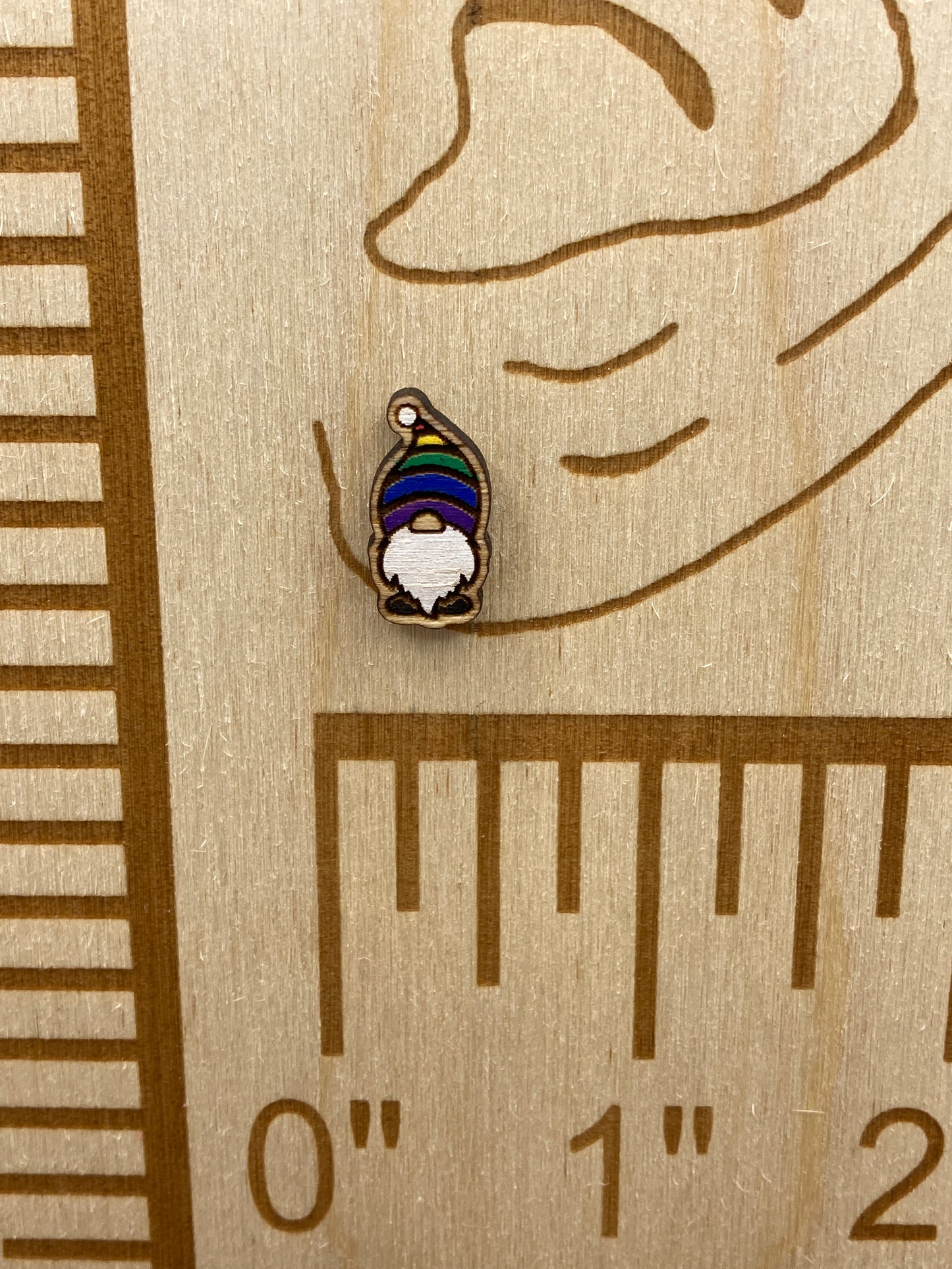 Gnome With Rainbow Hat Stud