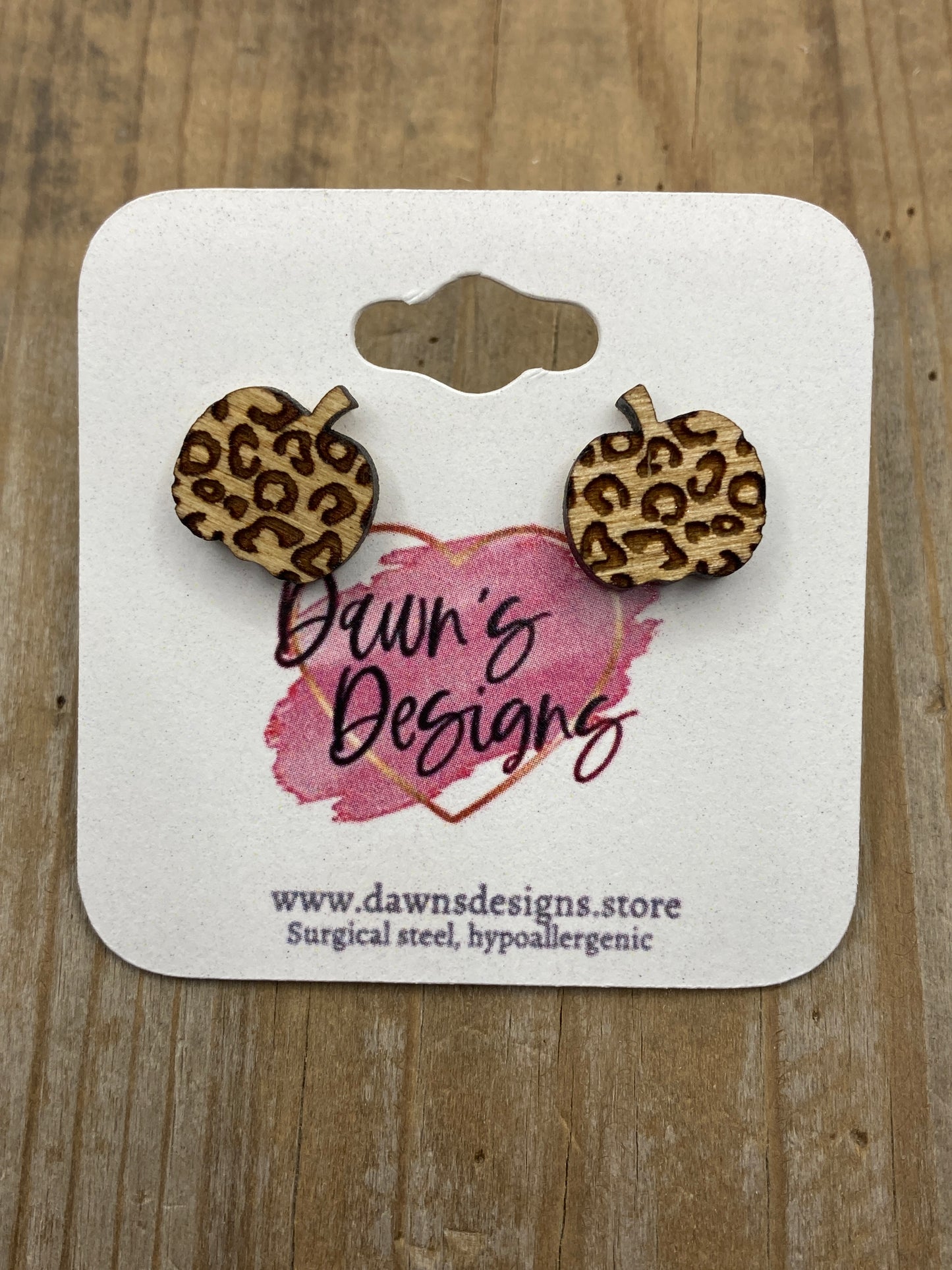 Leopard Print Pumpkin Stud