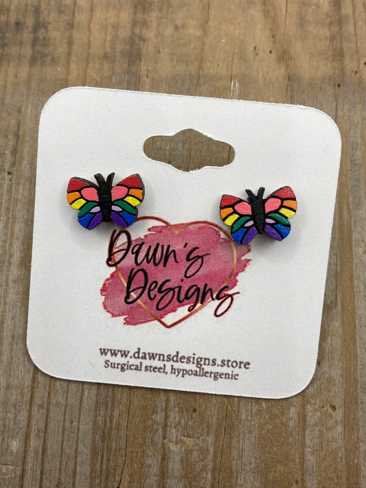 Stained Glass Butterfly Stud