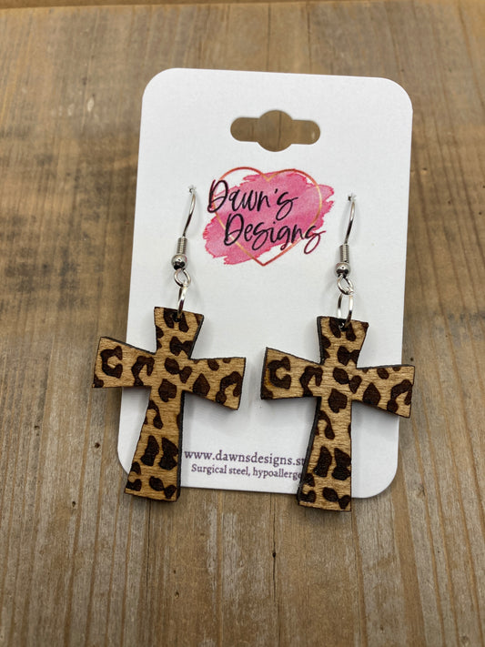 Leopard Cross Dangle