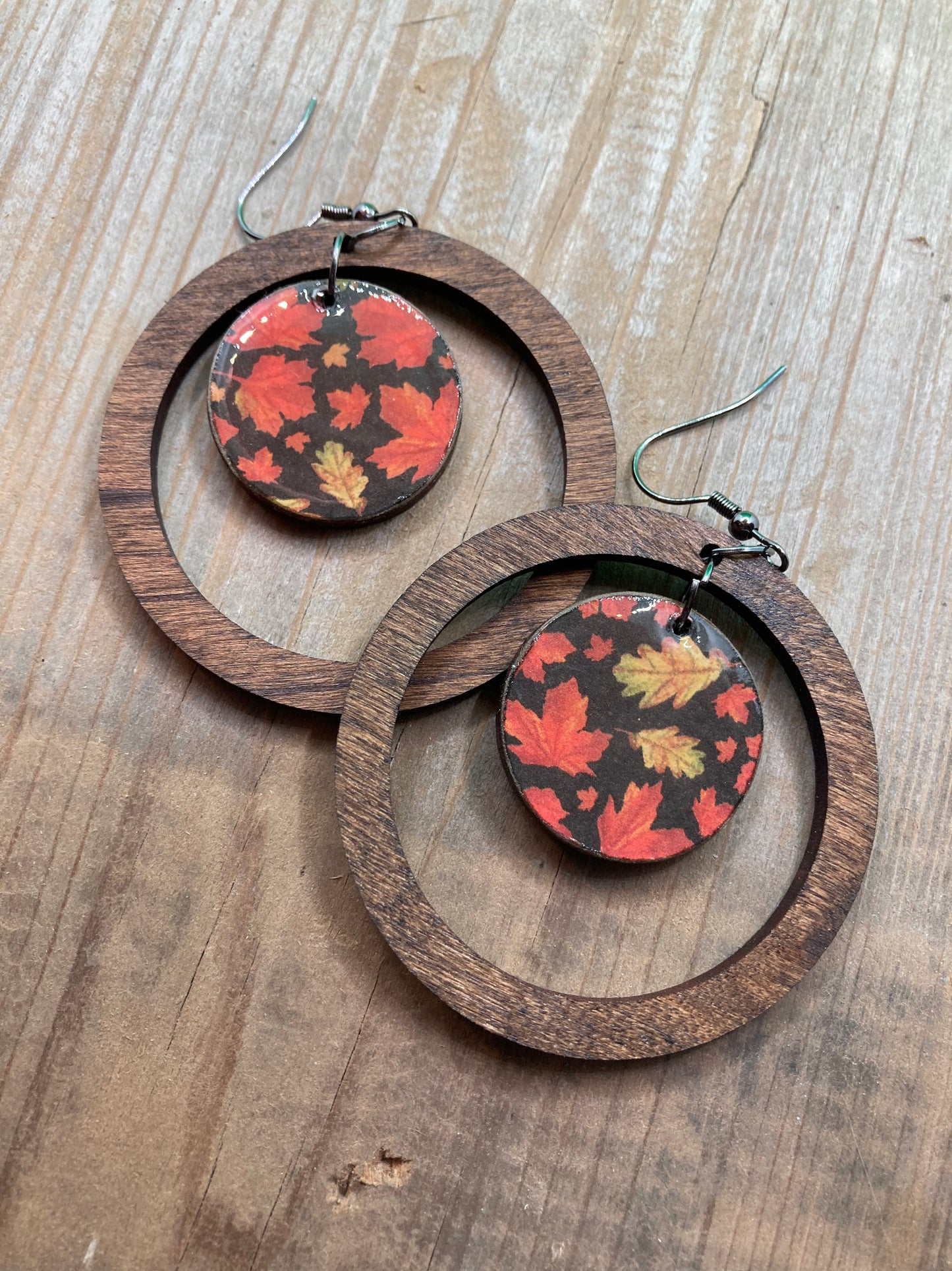 Wood Hoops with Decorative Center - Fall