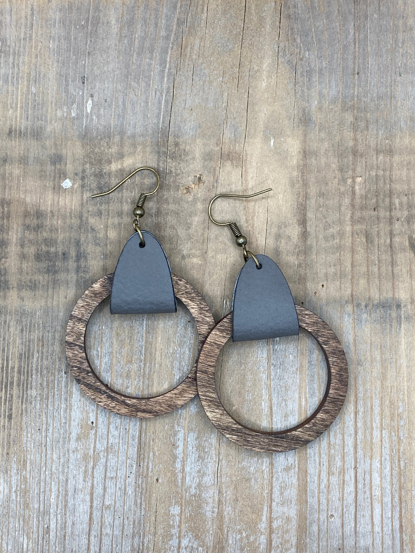 Wood Hoops with Leather