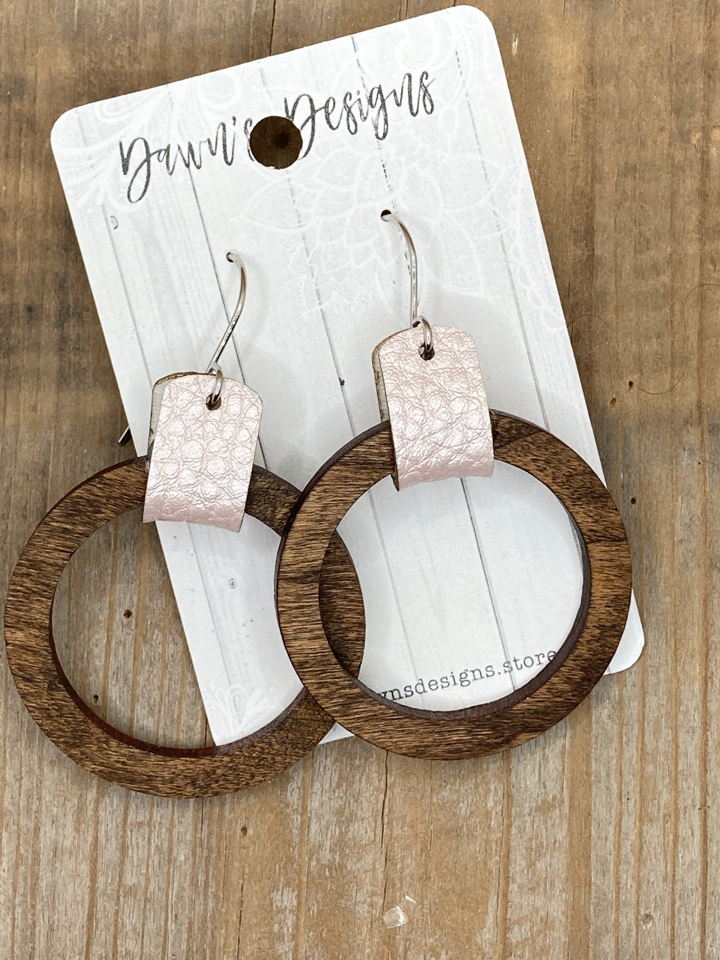 Wood Hoops with Leather