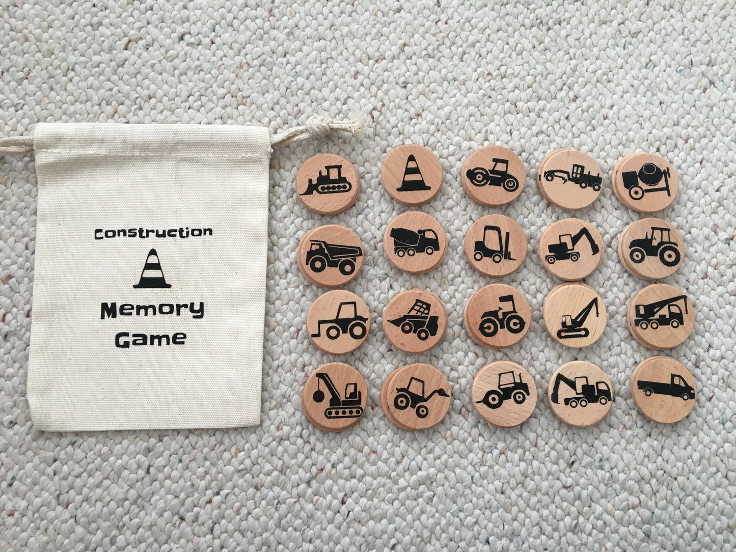 Construction Memory Game with Storage Bag