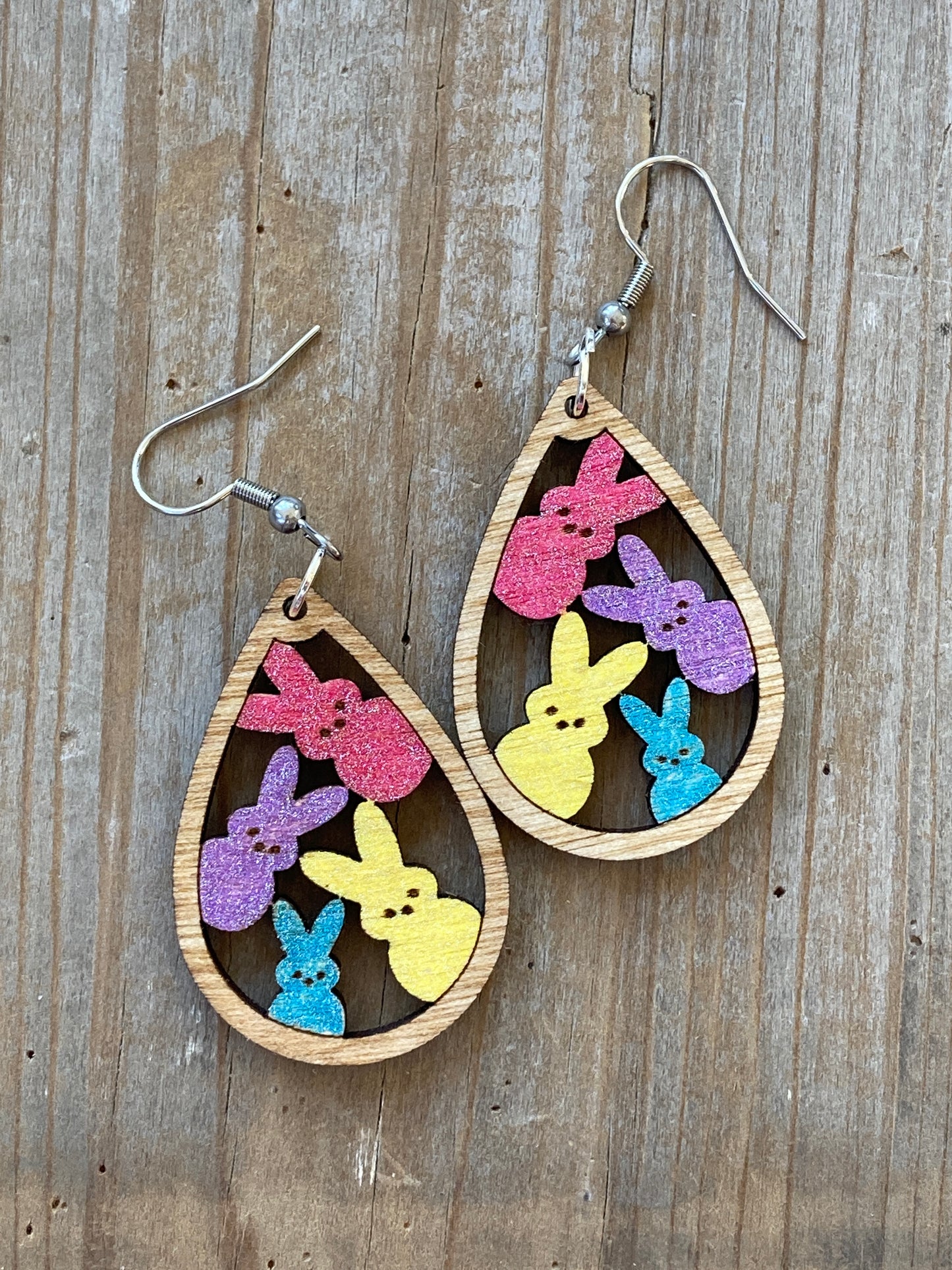 Easter Bunnies Teardrop Dangle